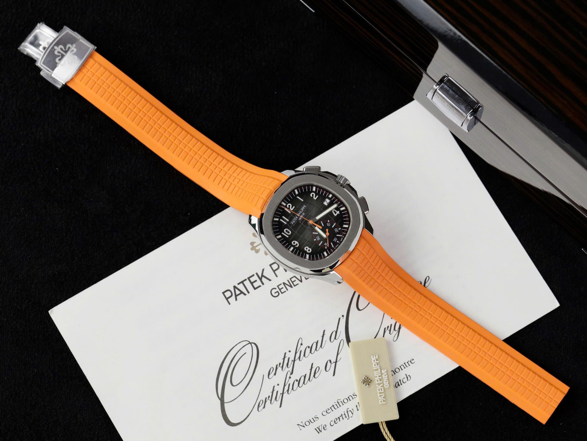 Patek Philippe Aquanaut Chronograph 5968A-001 Black Dial Orange Rubber Strap Replica 42.2mm - Image 2