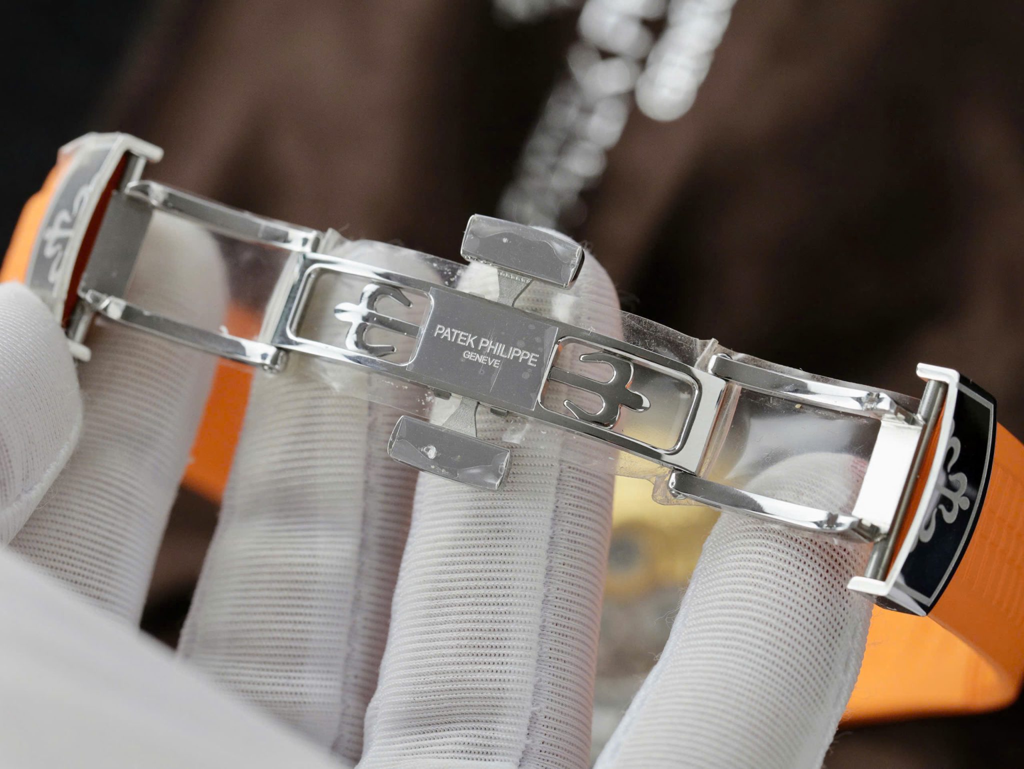 Patek Philippe Aquanaut Chronograph 5968A-001 Black Dial Orange Rubber Strap Replica 42.2mm - Image 8