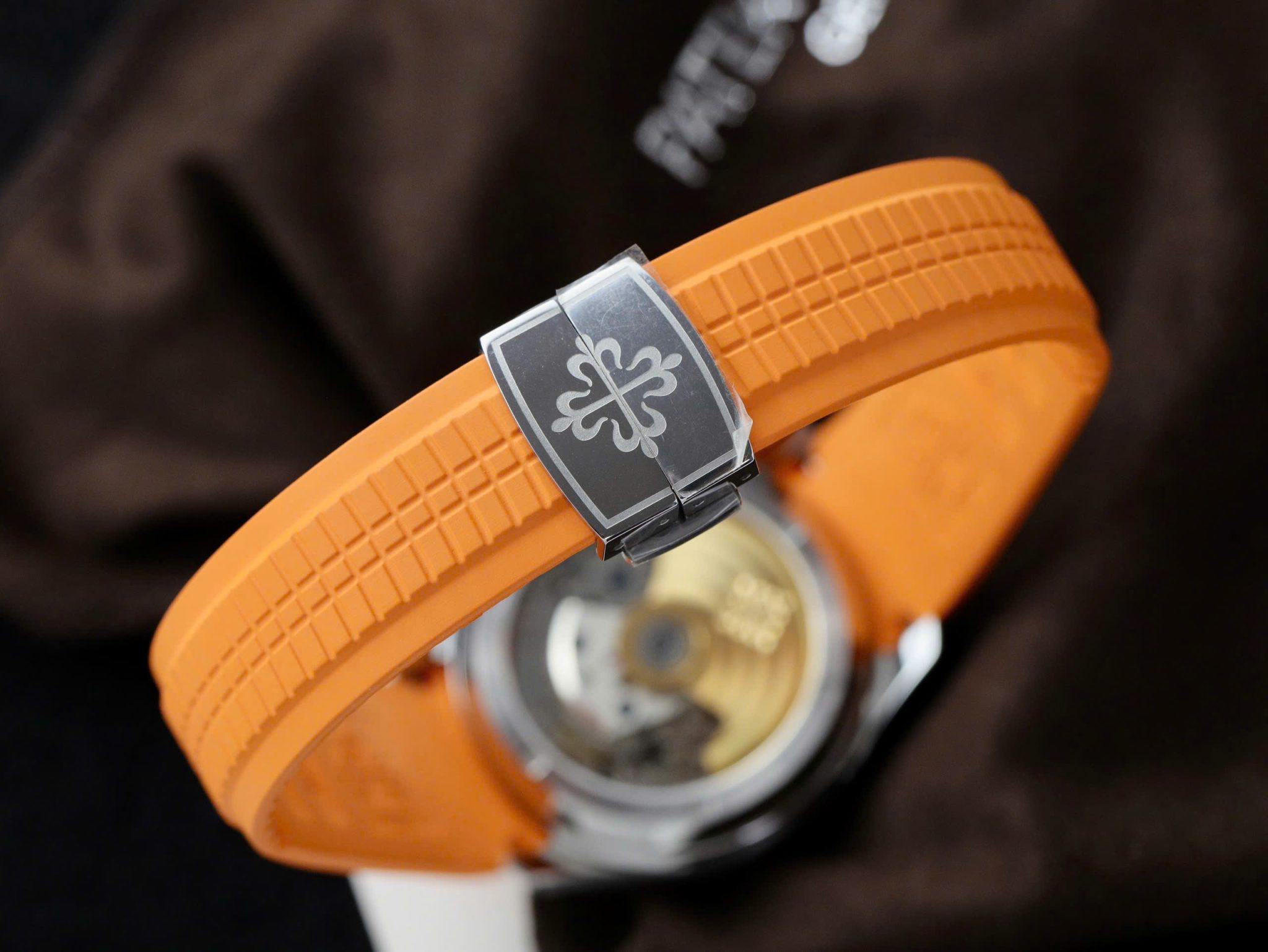 Patek Philippe Aquanaut Chronograph 5968A-001 Black Dial Orange Rubber Strap Replica 42.2mm - Image 9