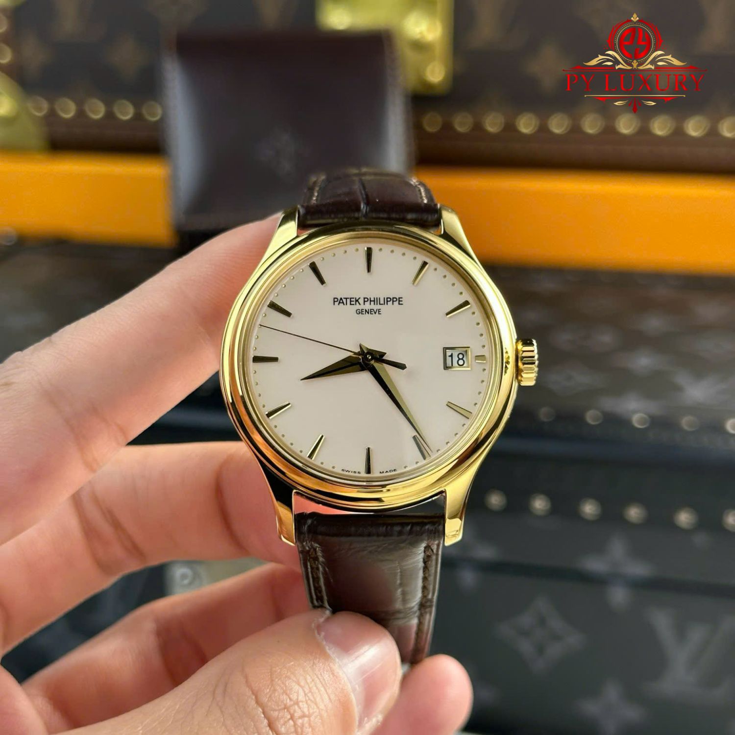 Patek Philippe Calatrava 5227J-001 Yellow Gold Leather Strap Best Replica 3KF 39mm - Image 2