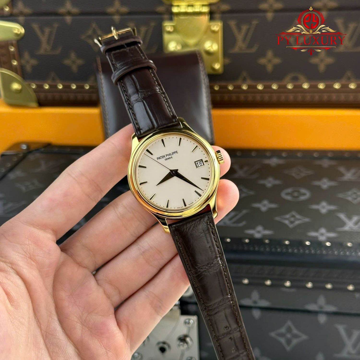 Patek Philippe Calatrava 5227J-001 Yellow Gold Leather Strap Best Replica 3KF 39mm - Image 3