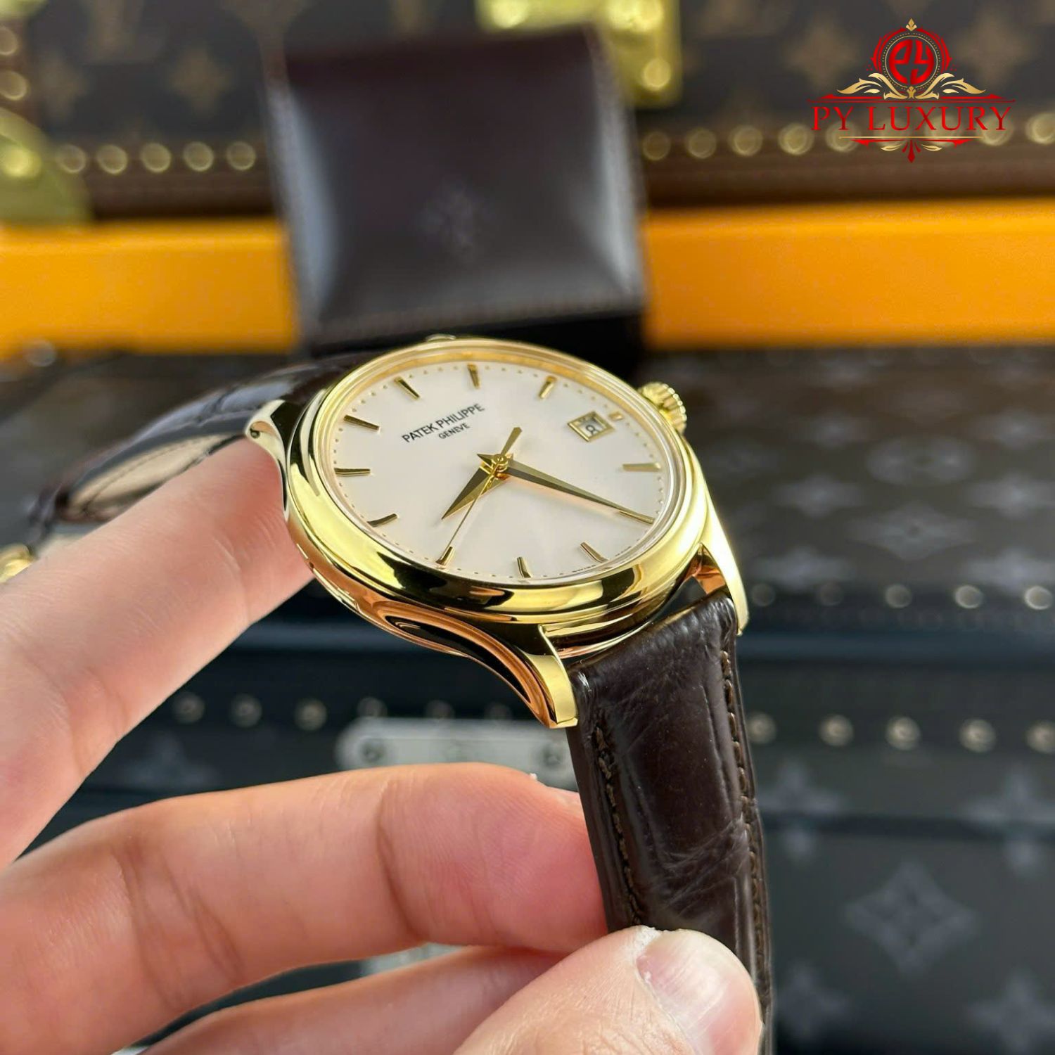 Patek Philippe Calatrava 5227J-001 Yellow Gold Leather Strap Best Replica 3KF 39mm - Image 5