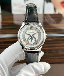 Patek Philippe Complications 5205R-001 White Grey Dial Leather Replica GRF 40mm