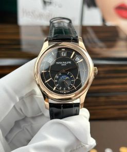 Patek Philippe Complications 5205R-010 Rose Gold Black Dial Leather Replica GRF 40mm