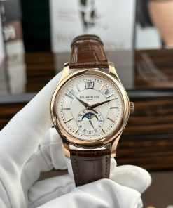 Patek Philippe Complications 5205R-001 Rose Gold White Dial Leather Best Replica GRF 40mm