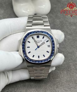 Patek Philippe Nautilus 5711/111P-010 Custom Made 1:1 Platinum 950 Blue Sapphire 40mm