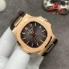 Patek Philippe Nautilus 5711R-001 Grey Dial 1:1 Custom Made Pure 18K Rose Gold Crocodile Leather Strap 40mm