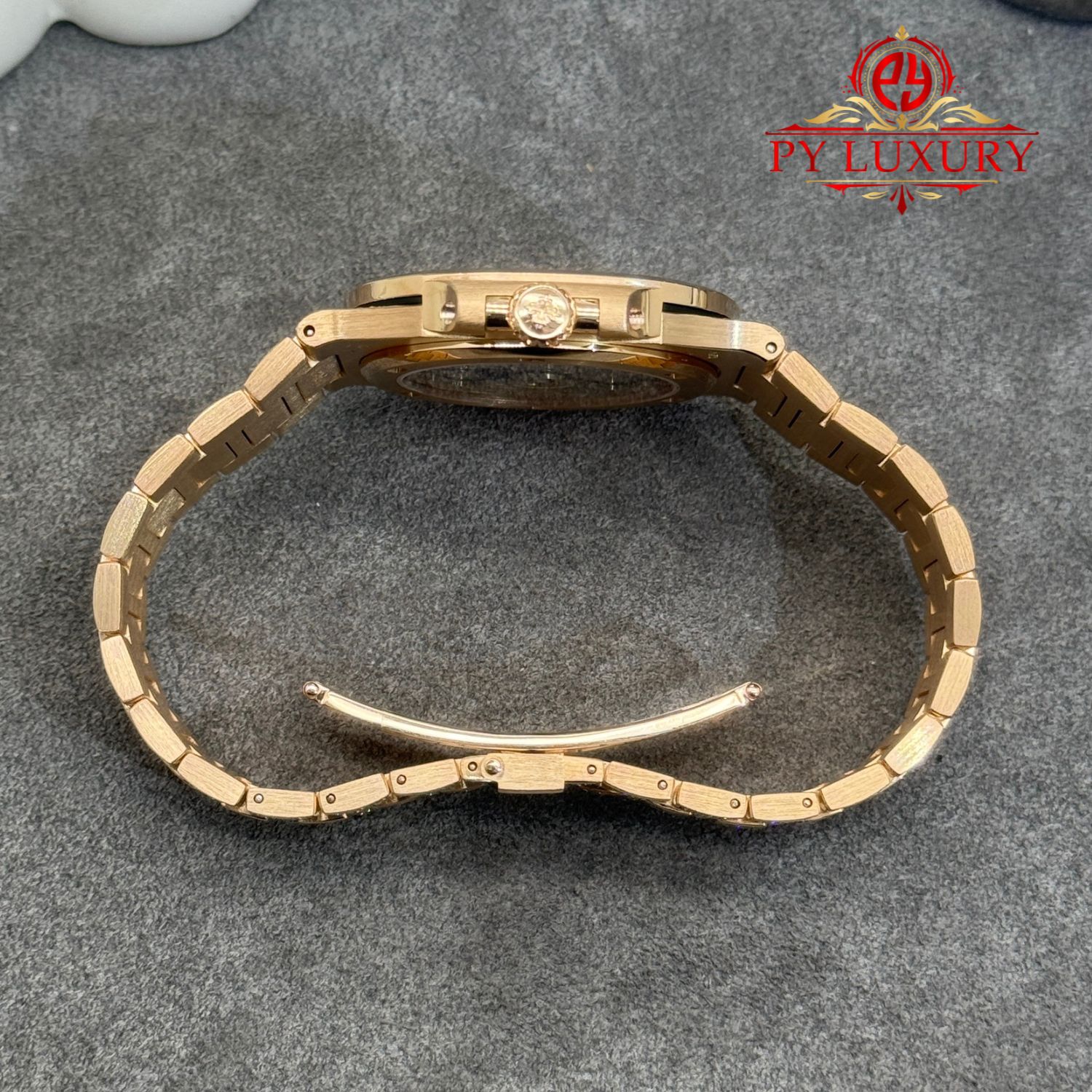 Patek Philippe Nautilus 5719/10R-010 1:1 Custom Made Full 18K Solid Rose Gold Iced Out Diamonds 40mm - Image 7