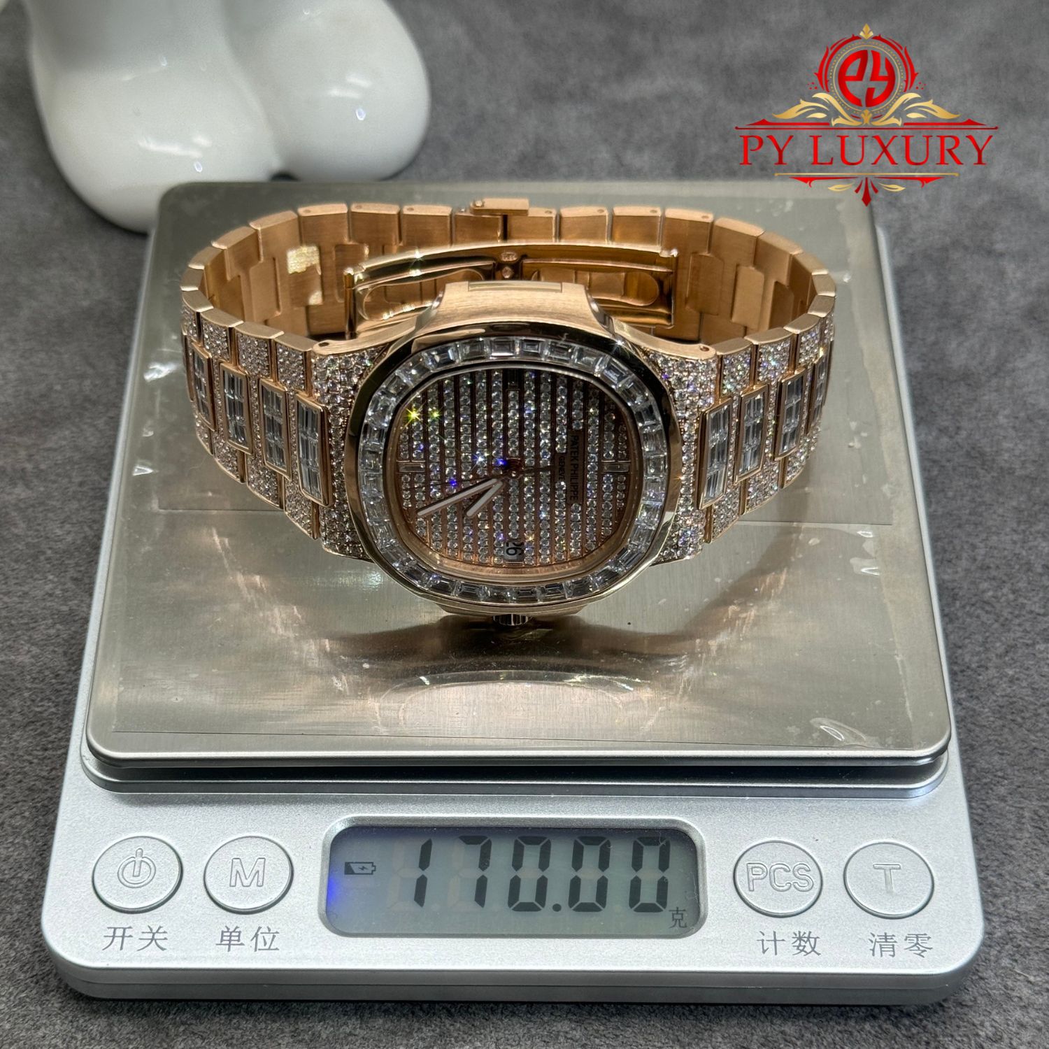 Patek Philippe Nautilus 5719/10R-010 1:1 Custom Made Full 18K Solid Rose Gold Iced Out Diamonds 40mm - Image 11