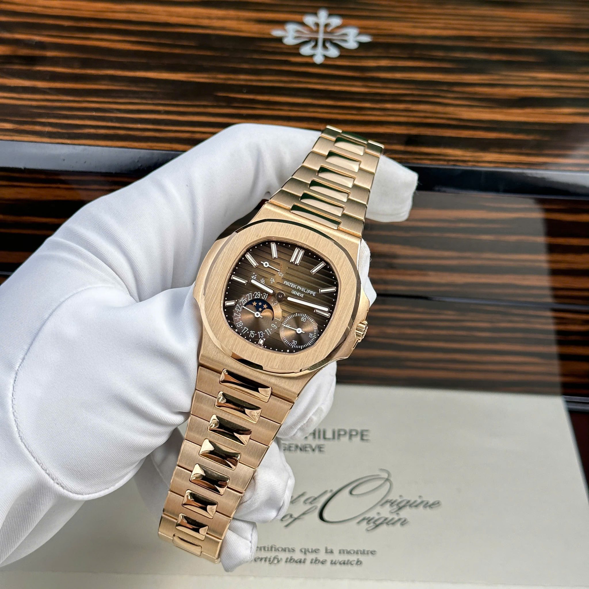 Patek Philippe Nautilus 5712/1R-001 Brown Dial 18K Solid Gold 1:1 CNC Custom Made 40mm - Image 3