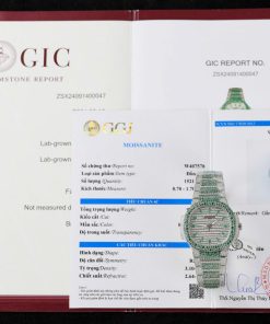 Patek Philippe Ladies Natilus 7118/1453G-001 Iced Out Moissanite Green Best Replica 35.2mm