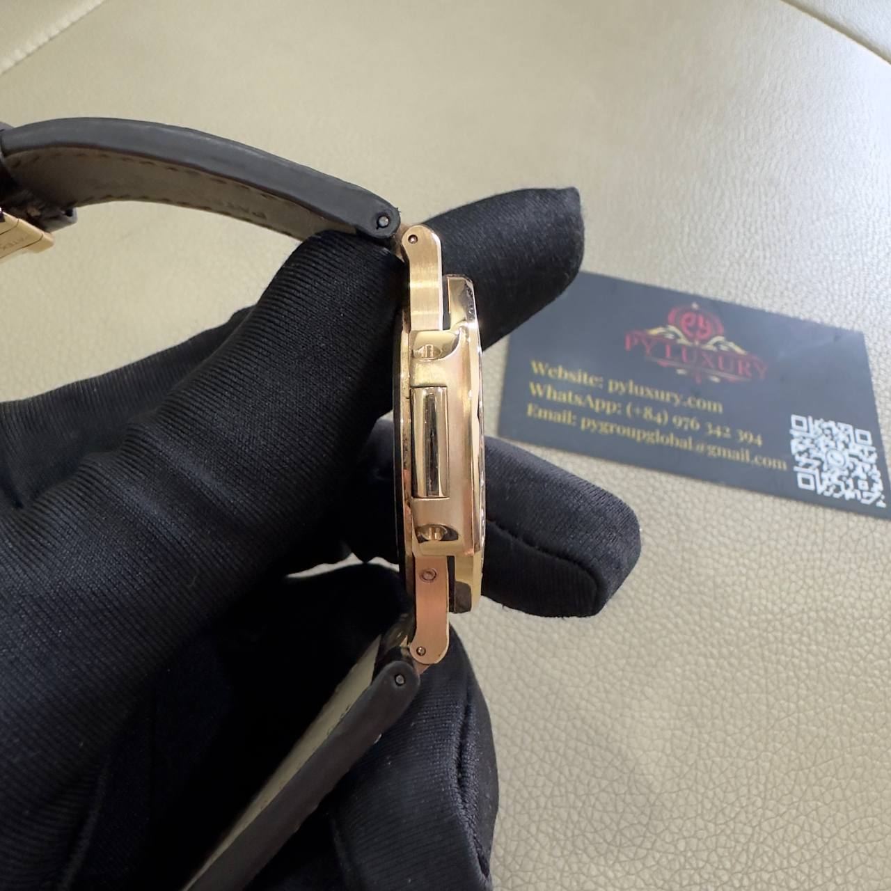 Patek Philippe Nautilus 5724R-001 Pure 18K Solid Gold Custom Baguette Diamonds Crocodile Leather Strap 40mm - Image 11