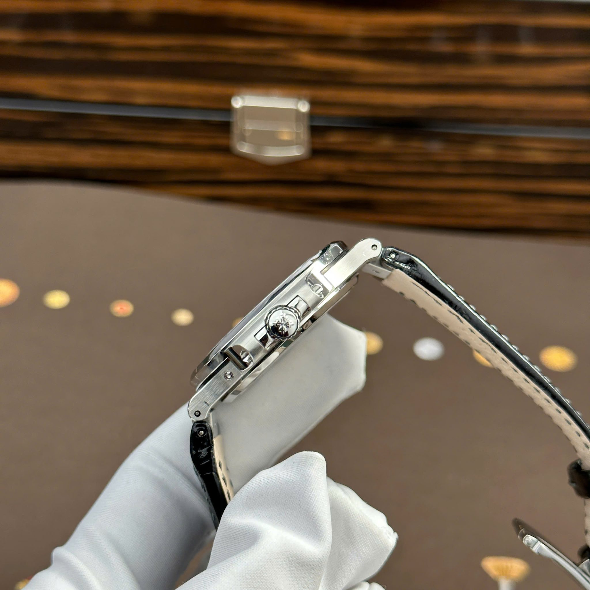 Patek Philippe Nautilus 5724G-001 Blue Dial Baguette Moissanite Full Functions Modified Max Options 40mm - Image 12