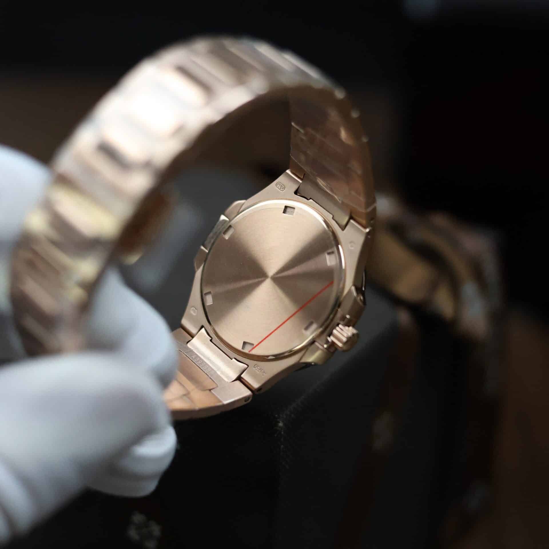 Patek Philippe Nautilus 7010/1R Rose Gold Purple Dial Diamond Bezel Replica GRF 32mm - Image 7