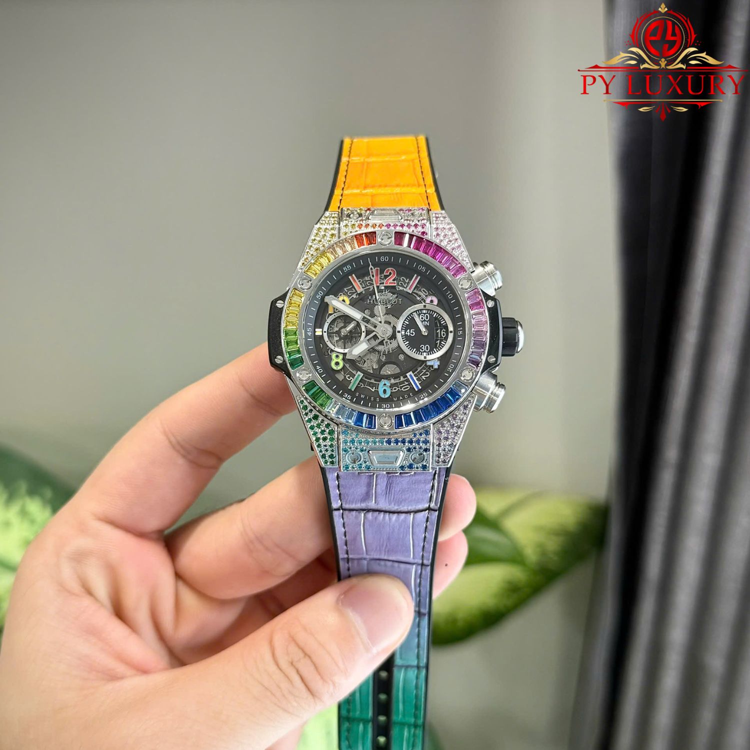 Hublot Big Bang Unico Titanium Rainbow Leather Strap Best Replica ZF 45mm