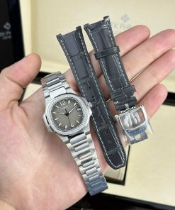 Patek Philippe Nautilus 7010/1G-012 Smoke Gray Dial Diamond Bezel Swiss Quartz Best Replica 32mm