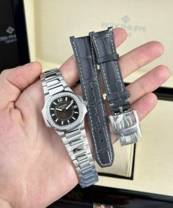 Patek Philippe Nautilus 7010 Brown Dial Diamond Bezel Lady Swiss Quartz Best Replica 32mm