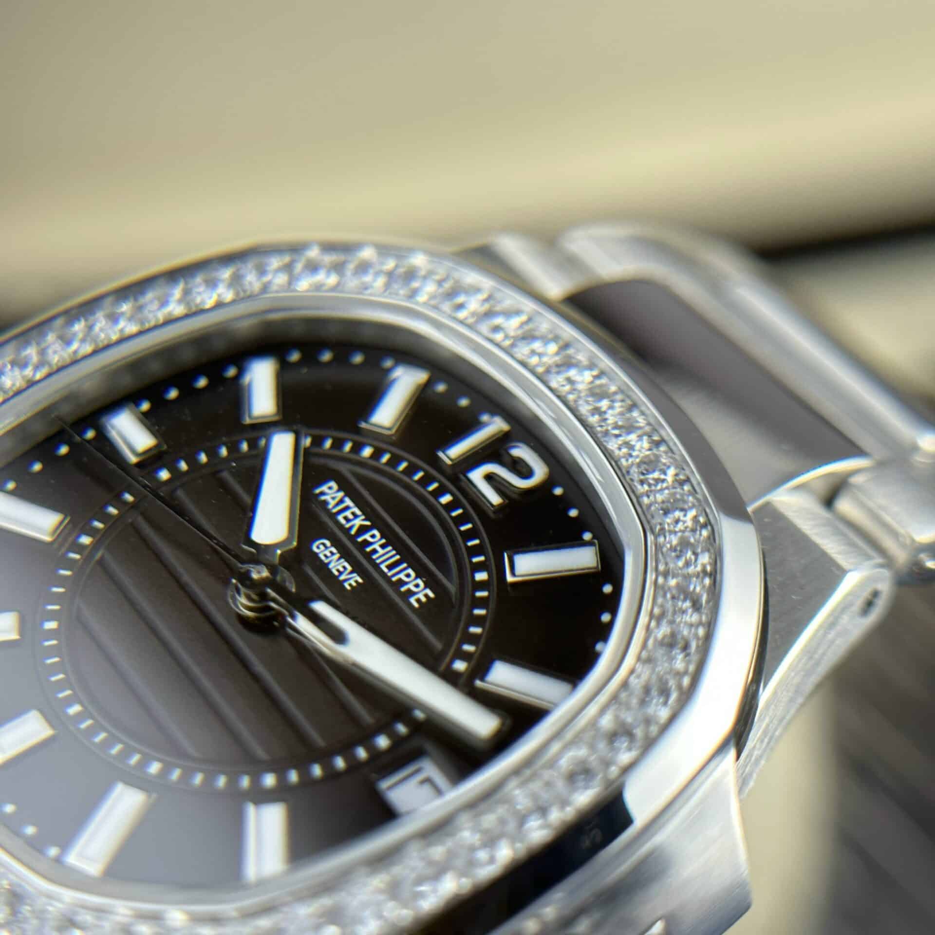 Patek Philippe Nautilus 7010 Brown Dial Diamond Bezel Lady Swiss Quartz Best Replica 32mm - Image 5