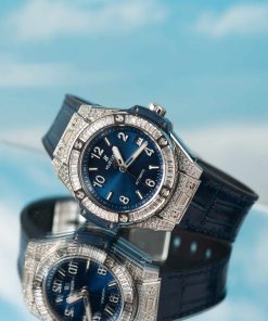 Hublot Big Bang One Click Steel Blue Pavé CZ Stones Replica 39mm