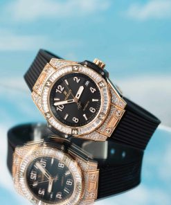 Hublot Big Bang One Click King Gold Black Pavé Baguette CZ Stone Bezel Replica 39mm