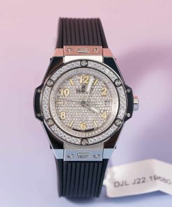 Hublot Big Bang One Click Steel Black Custom Moissanite Dial & Bezel Best Replica 39mm