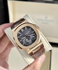 Patek Philippe Nautilus 5712R Rose Gold Grey Dial Leather Best Replica PPF V2 40mm