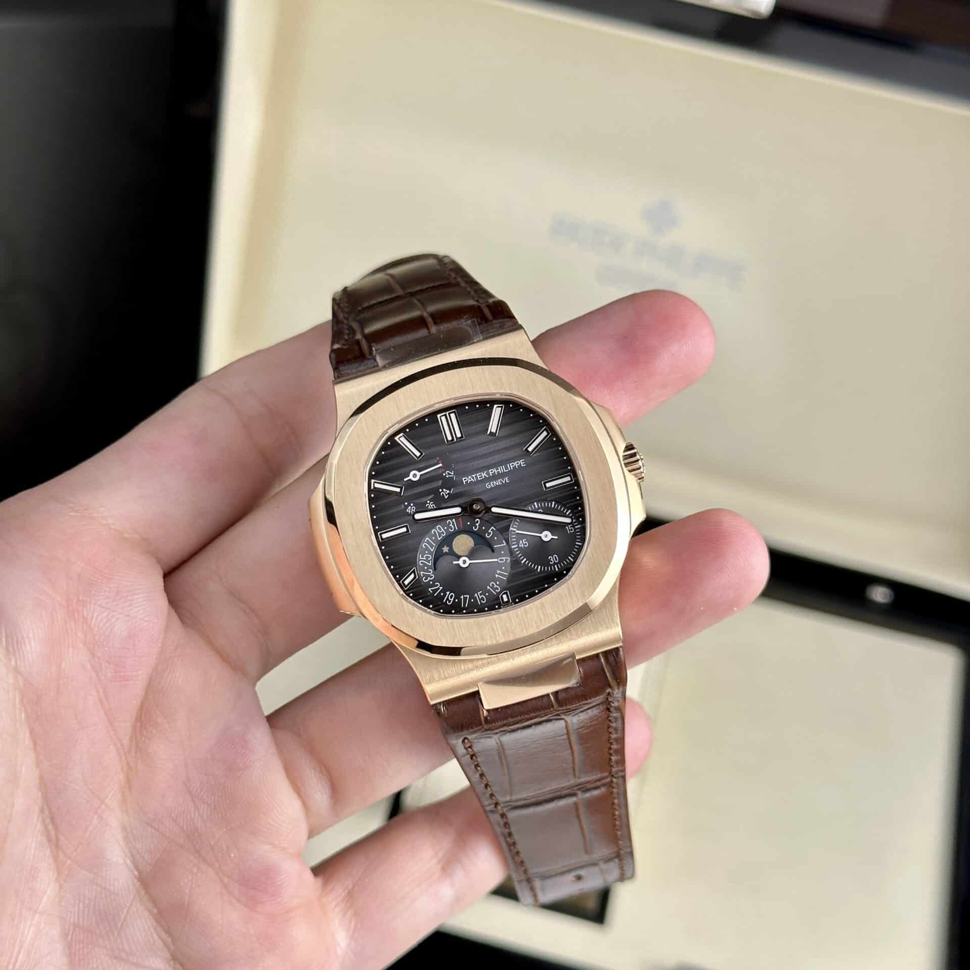 Patek Philippe Nautilus 5712R Rose Gold Grey Dial Leather Best Replica PPF V2 40mm - Image 3