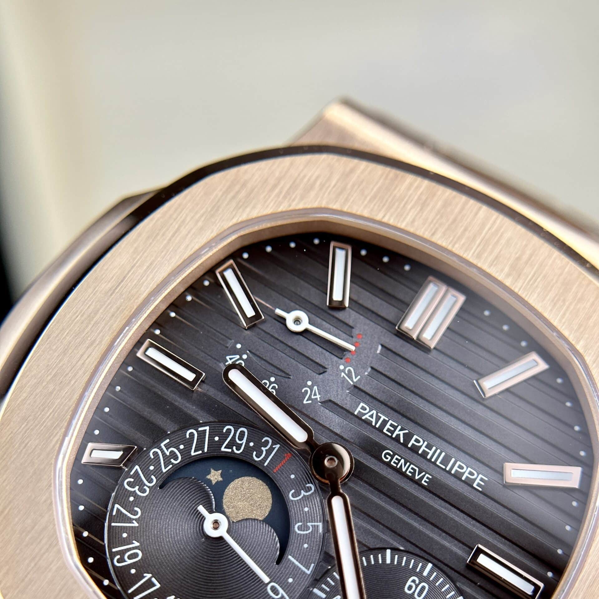Patek Philippe Nautilus 5712R Rose Gold Grey Dial Leather Best Replica PPF V2 40mm - Image 4