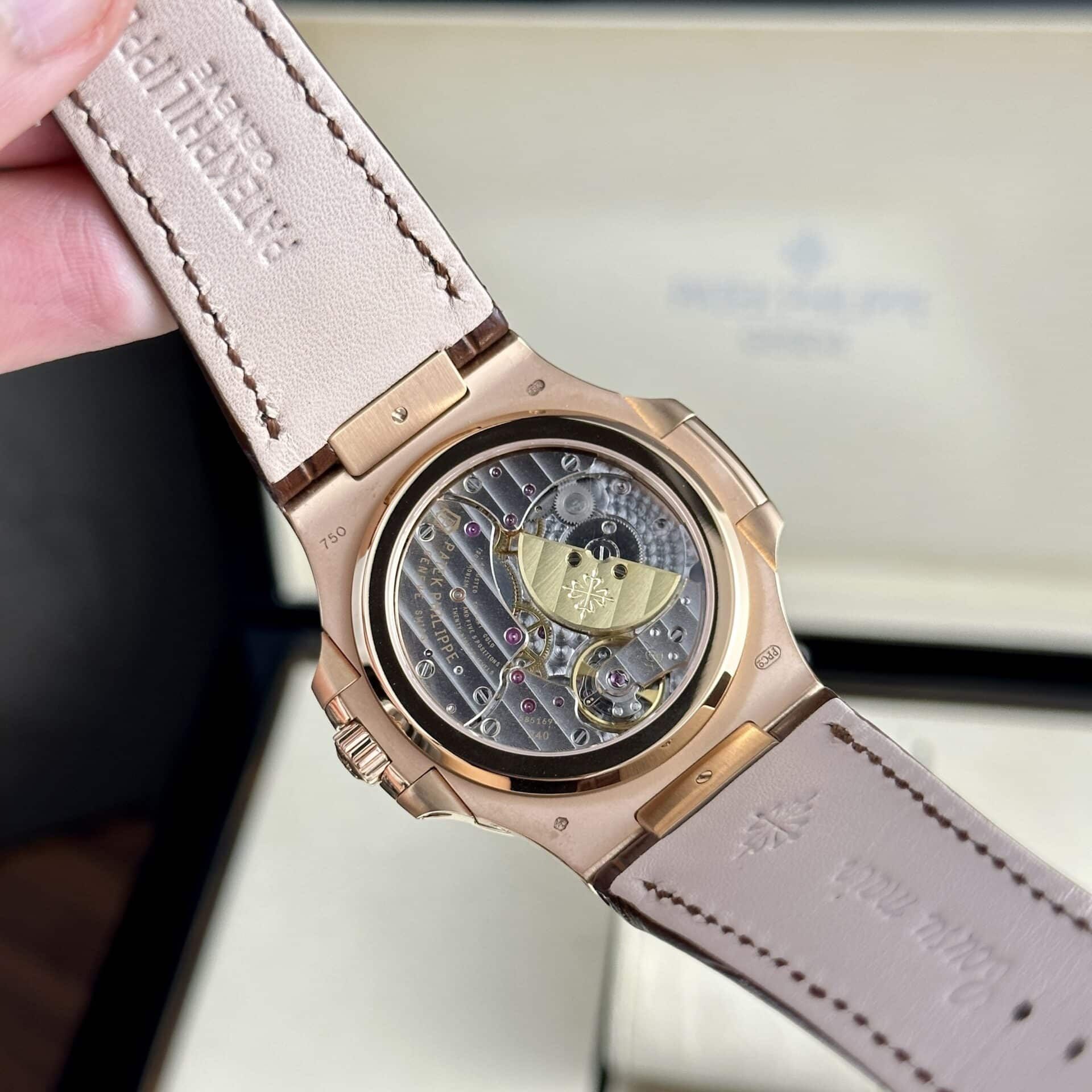 Patek Philippe Nautilus 5712R Rose Gold Grey Dial Leather Best Replica PPF V2 40mm - Image 8