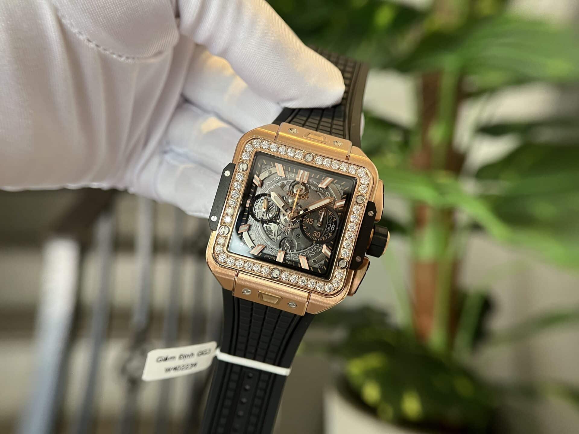 Hublot Square Bang King Gold Custom Moissanite Bezel Top Quality Replica 42mm - Image 4