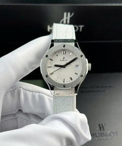 Hublot Classic Fusion Titanium White Dial Quartz Leather Strap Ladies Replica 33mm