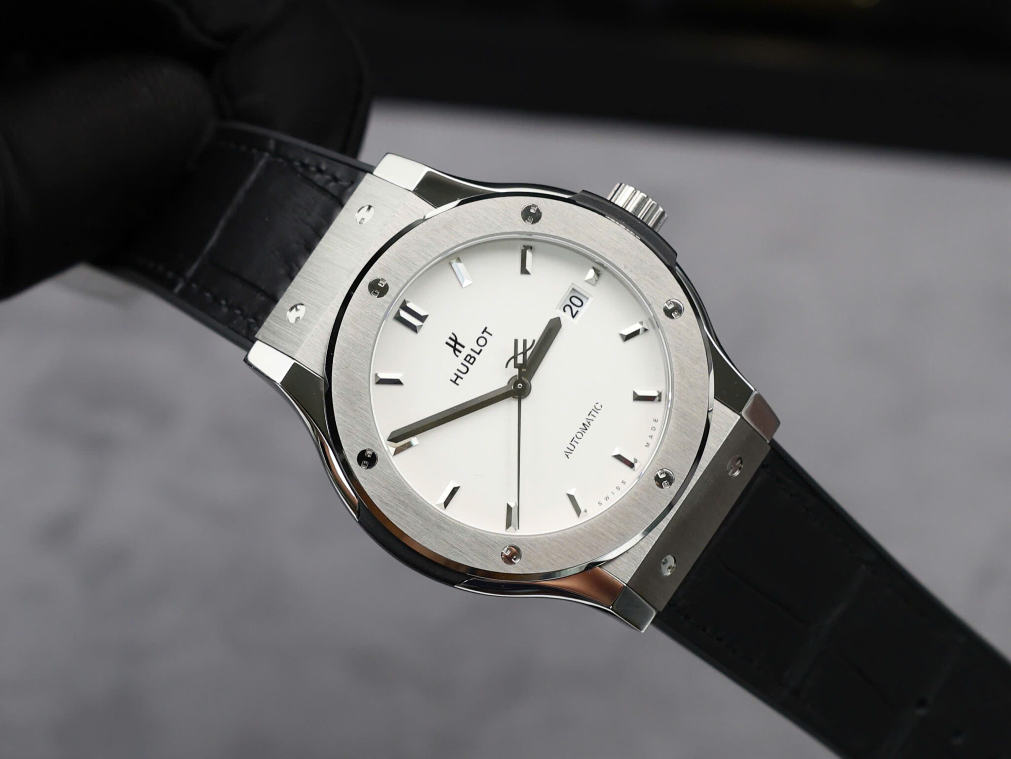 Hublot Classic Fusion Titanium White Dial Leather Strap 1:1 Copy 42mm - Image 4