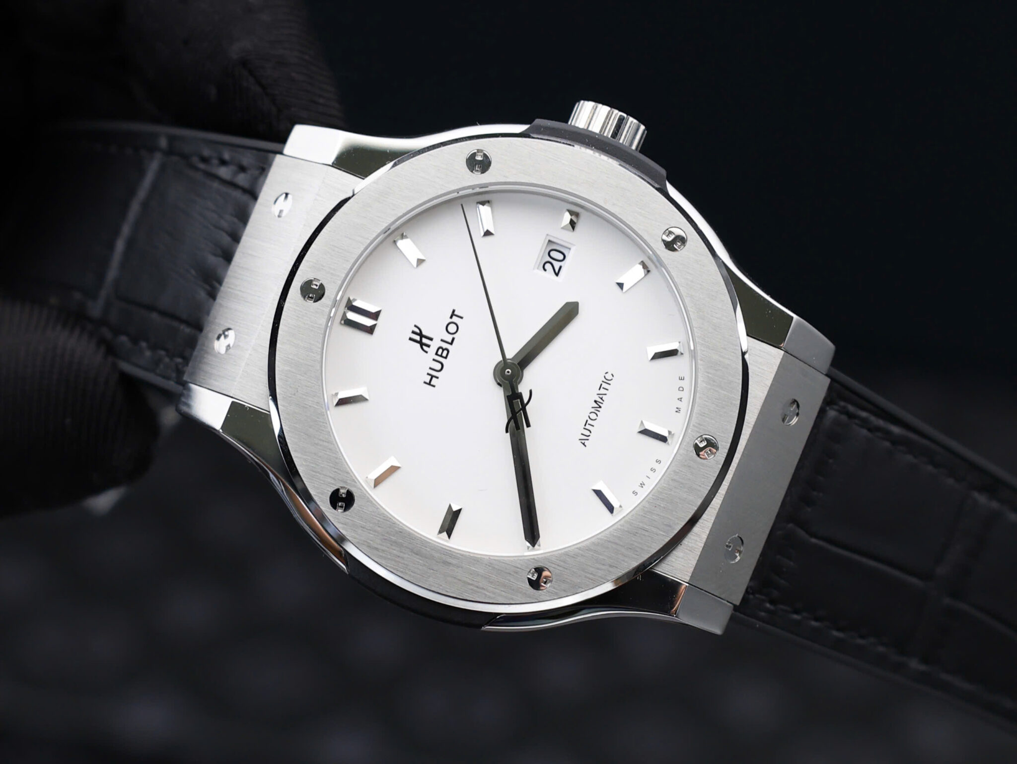 Hublot Classic Fusion Titanium White Dial Leather Strap 1:1 Copy 42mm - Image 5