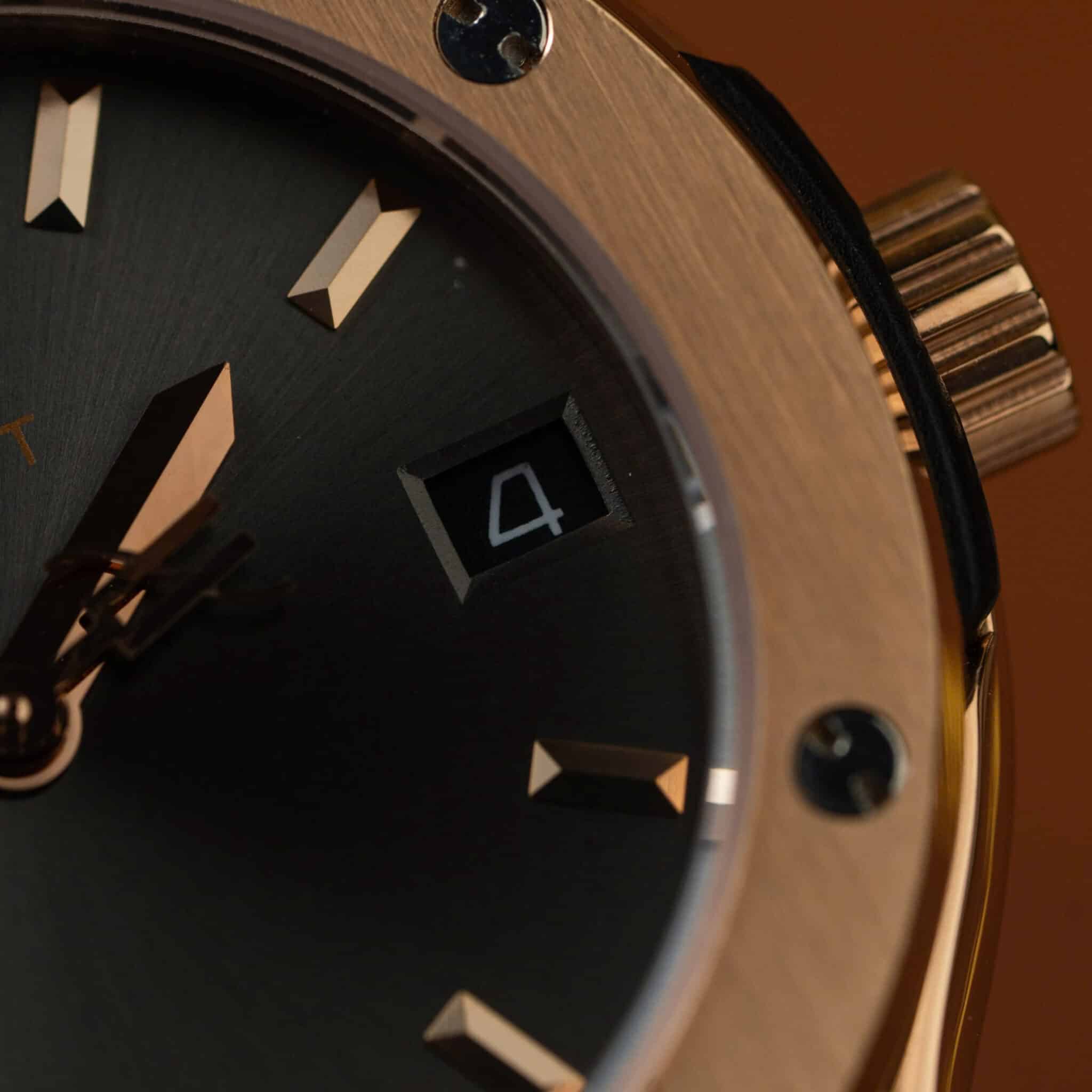 Hublot Classic Fusion King Gold Grey Dial Leather Strap Lady Watch Replica 33mm - Image 6