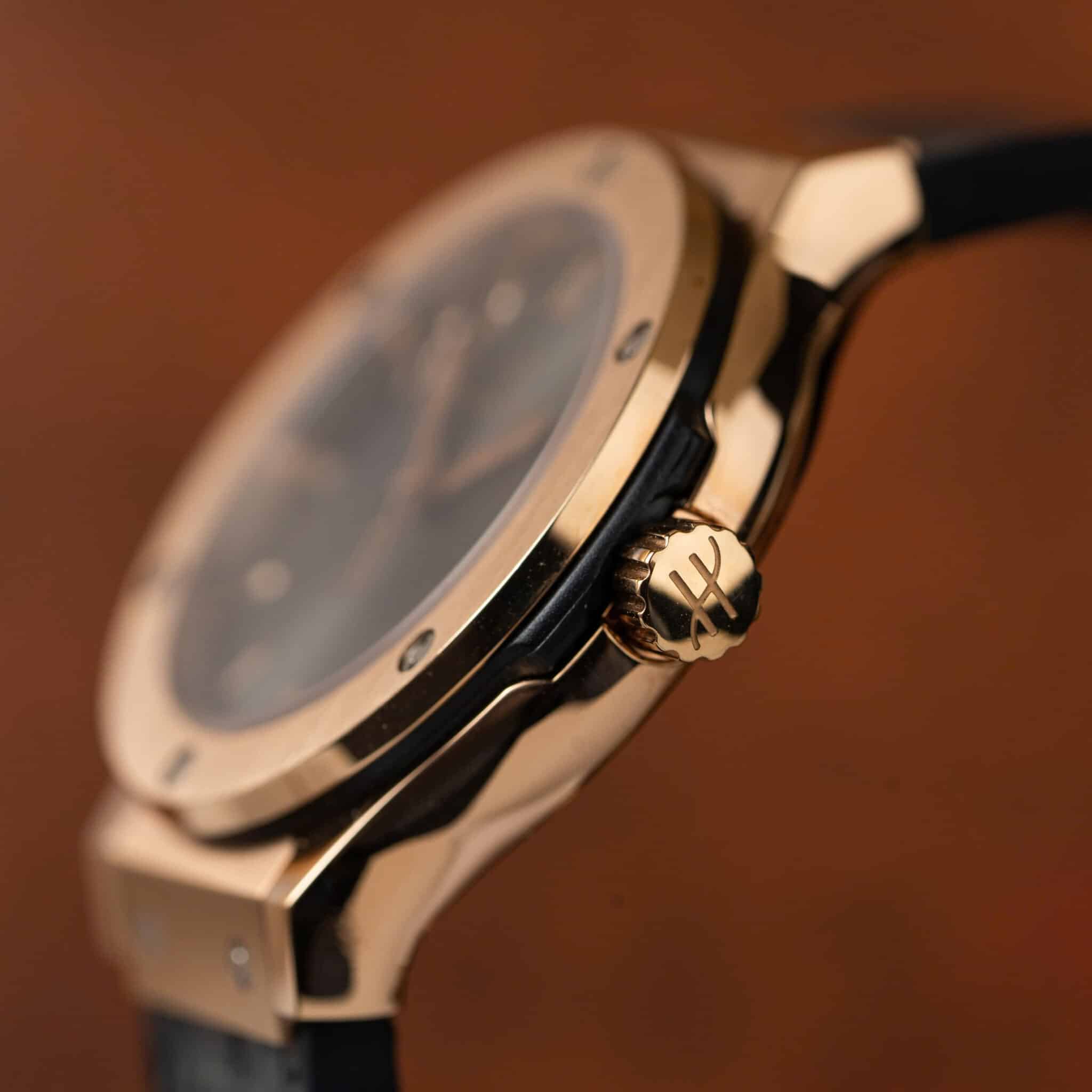 Hublot Classic Fusion King Gold Grey Dial Leather Strap Lady Watch Replica 33mm - Image 7