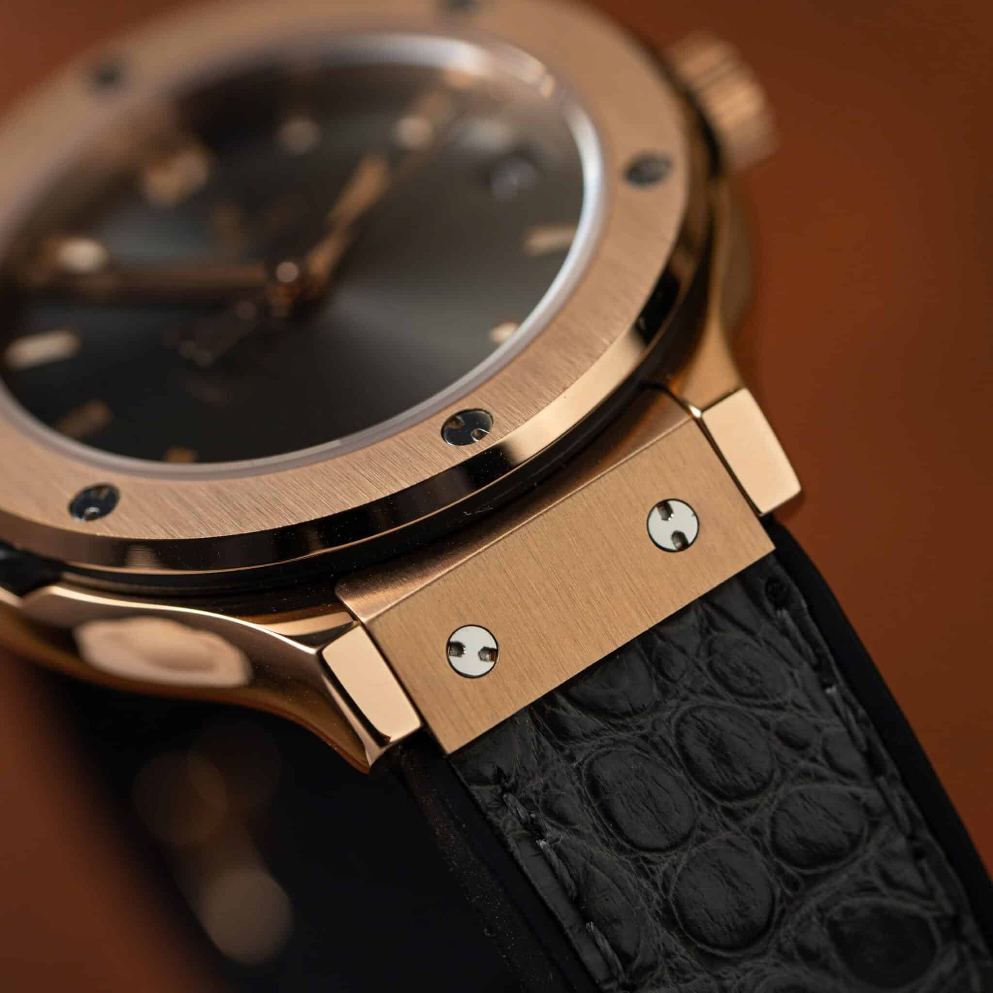 Hublot Classic Fusion King Gold Grey Dial Leather Strap Lady Watch Replica 33mm - Image 8