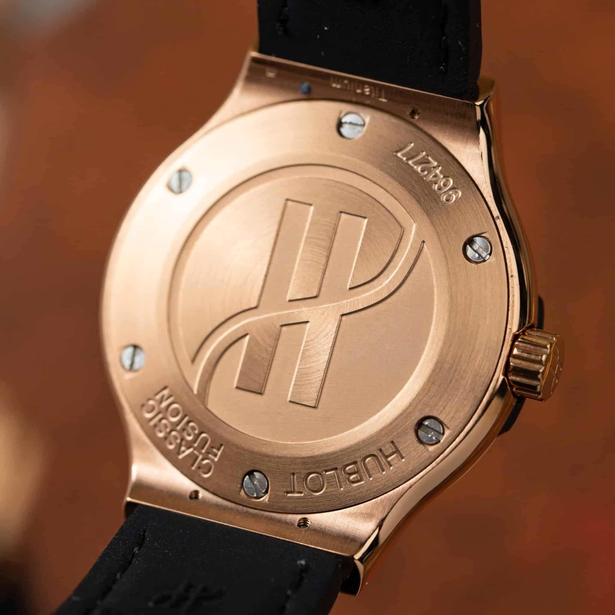 Hublot Classic Fusion King Gold Grey Dial Leather Strap Lady Watch Replica 33mm - Image 9