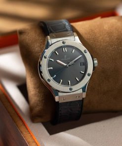 Hublot Classic Fusion Titanium Grey Dial Leather Strap Lady Watch Replica 33mm