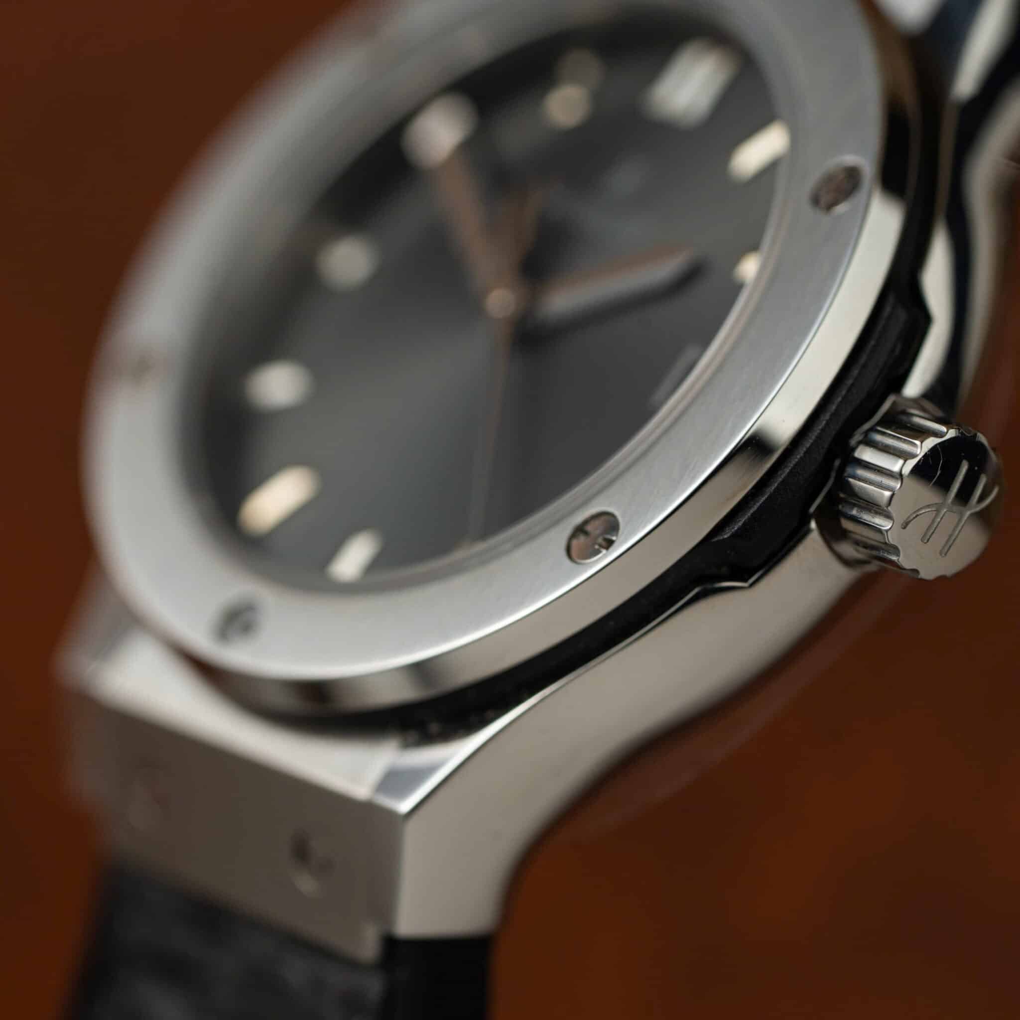 Hublot Classic Fusion Titanium Grey Dial Leather Strap Lady Watch Replica 33mm - Image 5