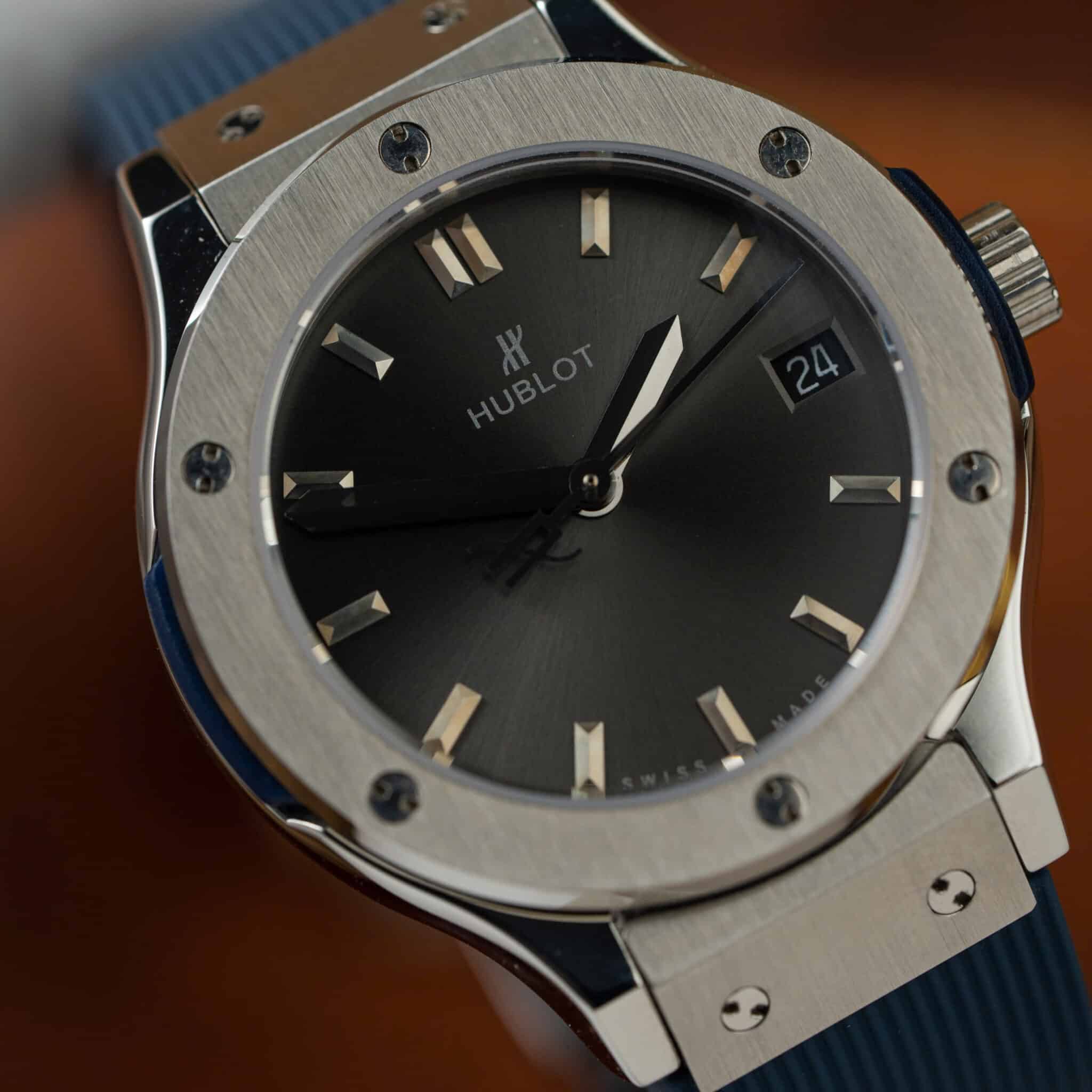 Hublot Classic Fusion Titanium Grey Dial Rubber Lady Watch Replica 33mm - Image 2