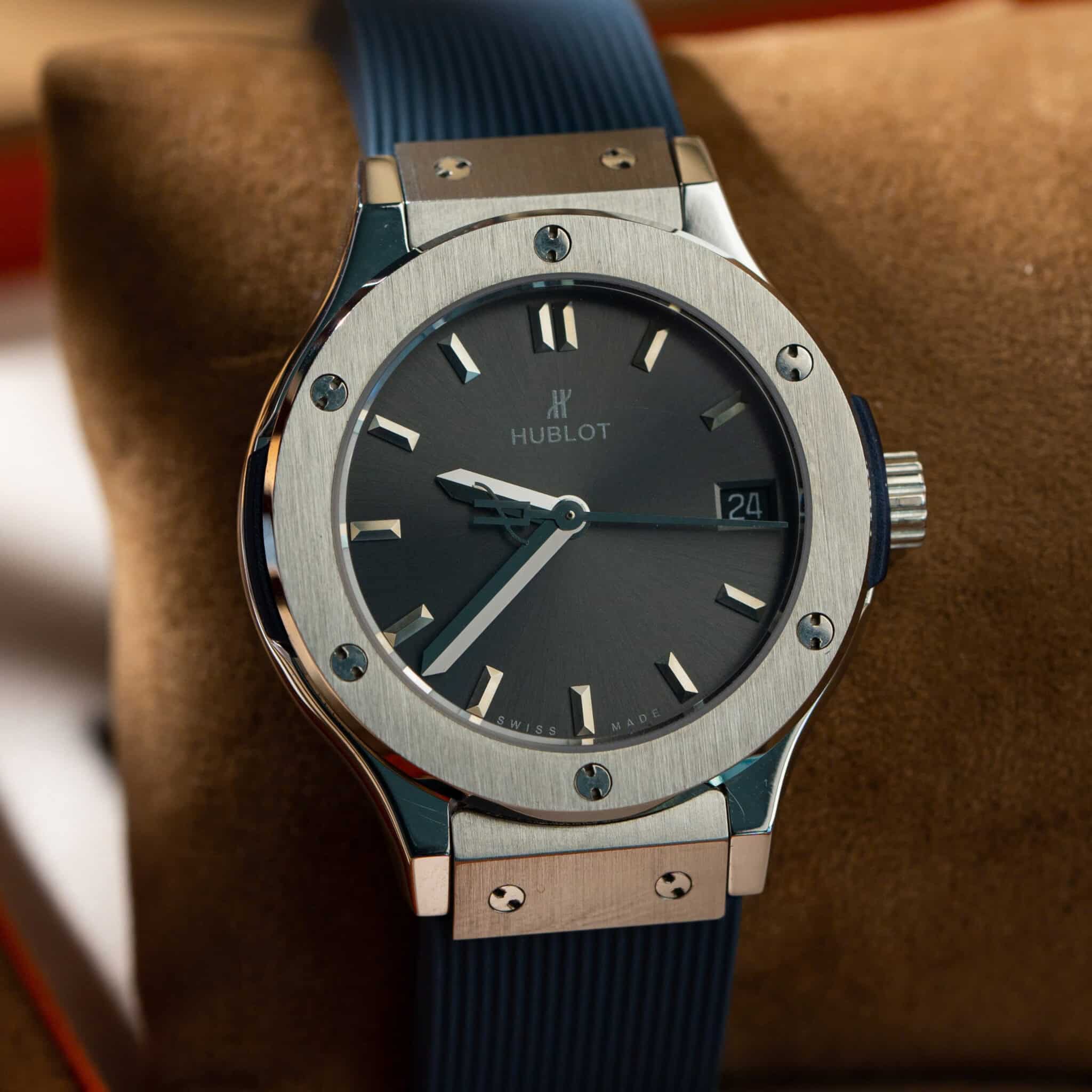 Hublot Classic Fusion Titanium Grey Dial Rubber Lady Watch Replica 33mm - Image 3