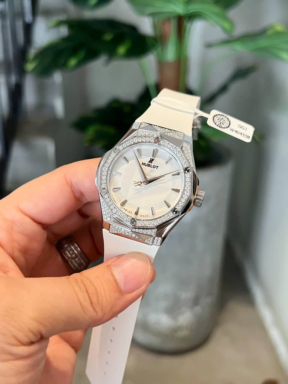 Hublot Classic Fusion Orlinski Titanium White Alternative Pavé Custom Moissanite 40mm - Image 5