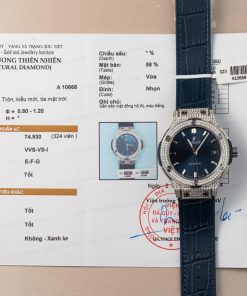 Hublot Classic Fusion Titanium Blue Dial Custom Natural Diamonds Super Clone JJF 38mm