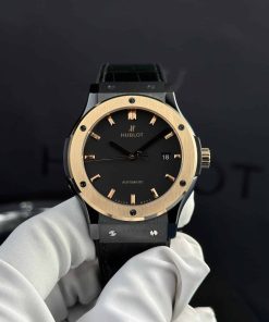 Hublot Classic Fusion Ceramic King Gold Black Dial Leather Super Clone 42mm