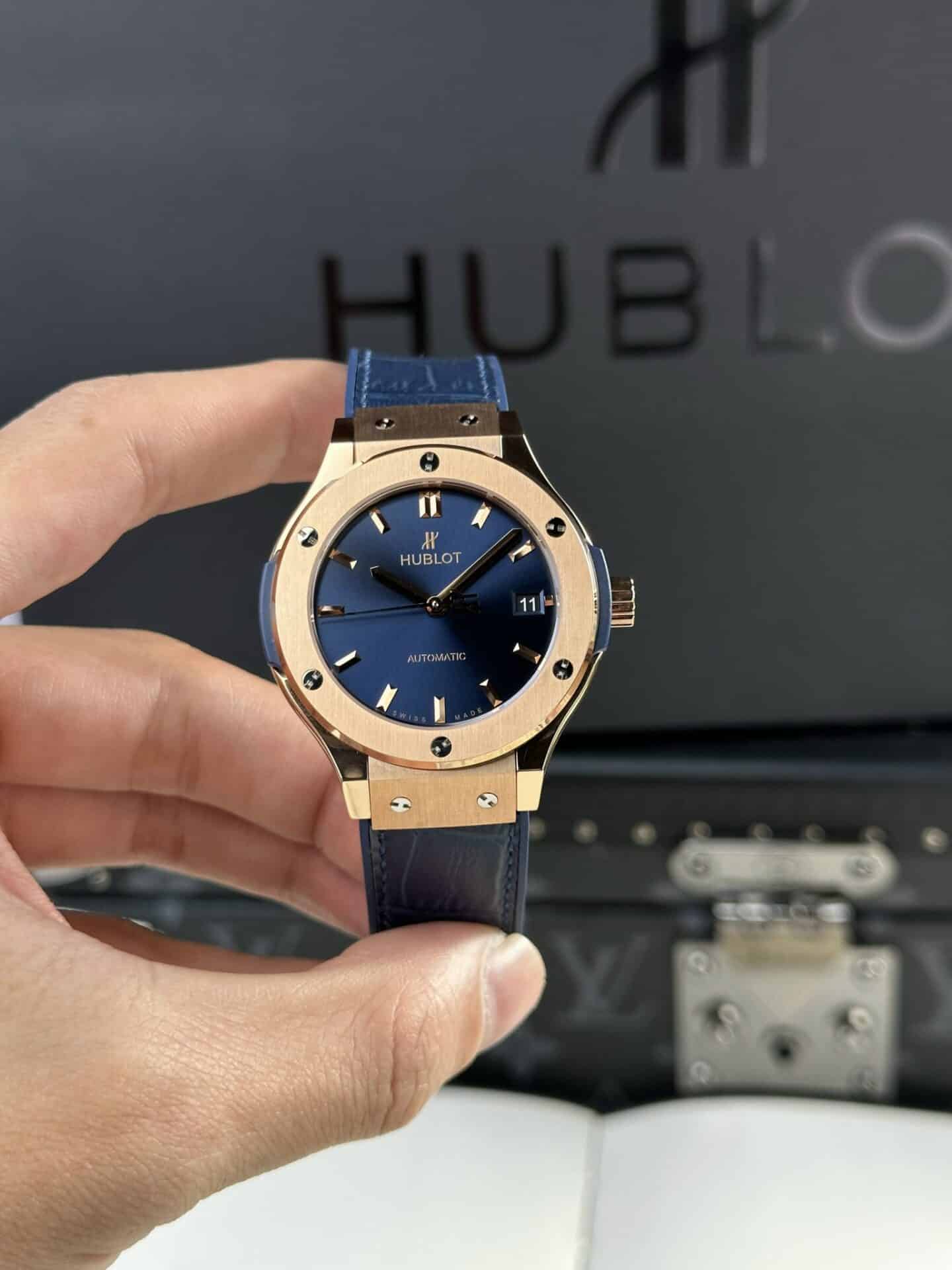 Hublot Classic Fusion King Gold Blue Dial Best Replica JJF 38mm