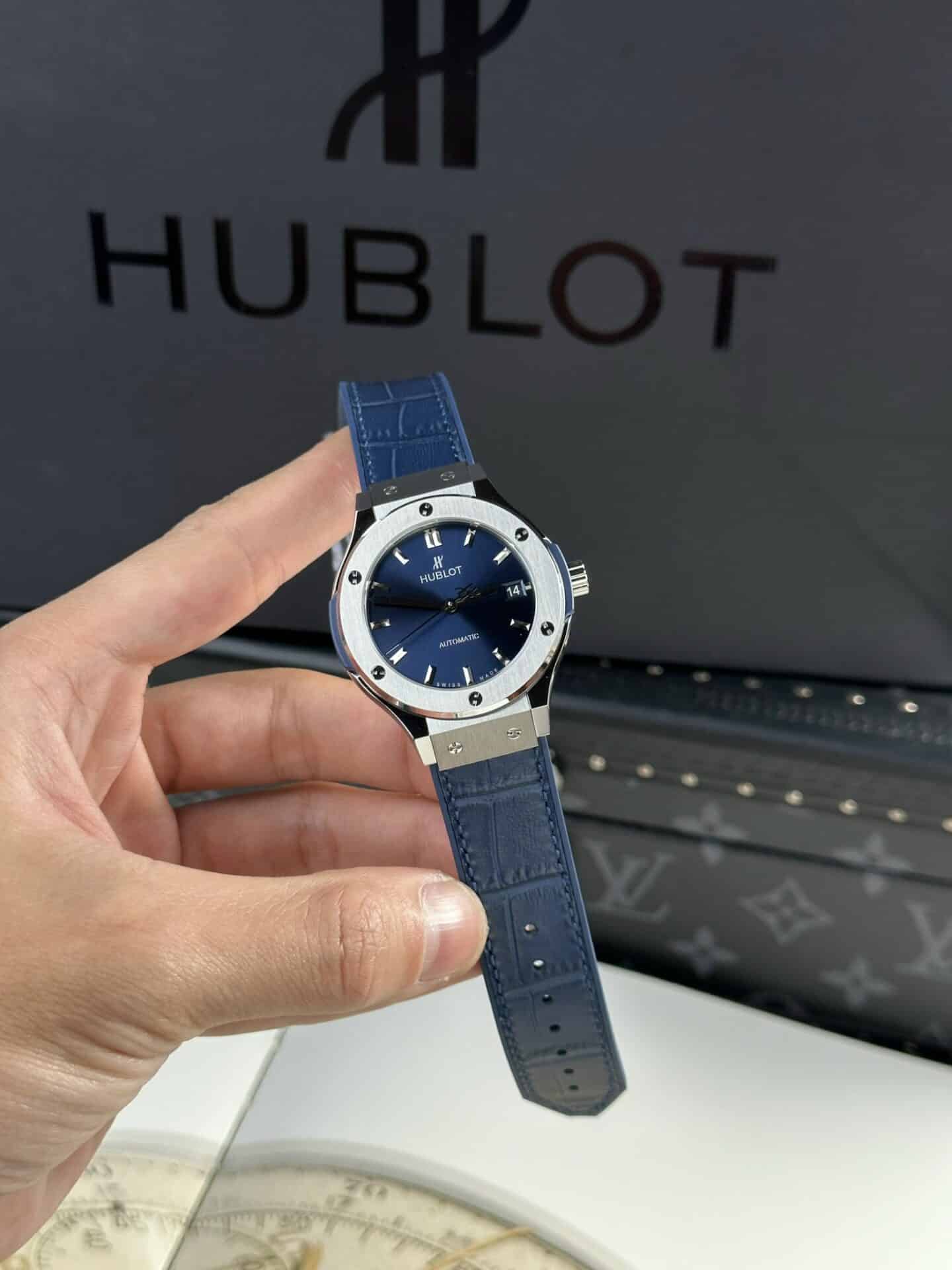 Hublot Classic Fusion Titanium Blue Dial Leather Best Replica JJF 38mm - Image 2