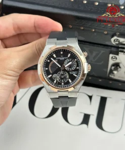 Vacheron Constantin Overseas Dual Time 47450/000M-9644 Two Tone Rose Gold Grey Dial Rubber Band Best Replica 42mm