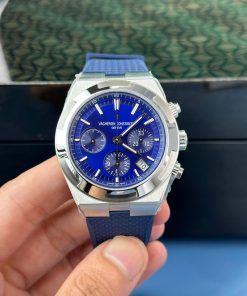 Vacheron Constantin Overseas 5500V Chronograph Blue Dial Rubber Strap Replica 8F 42.5mm