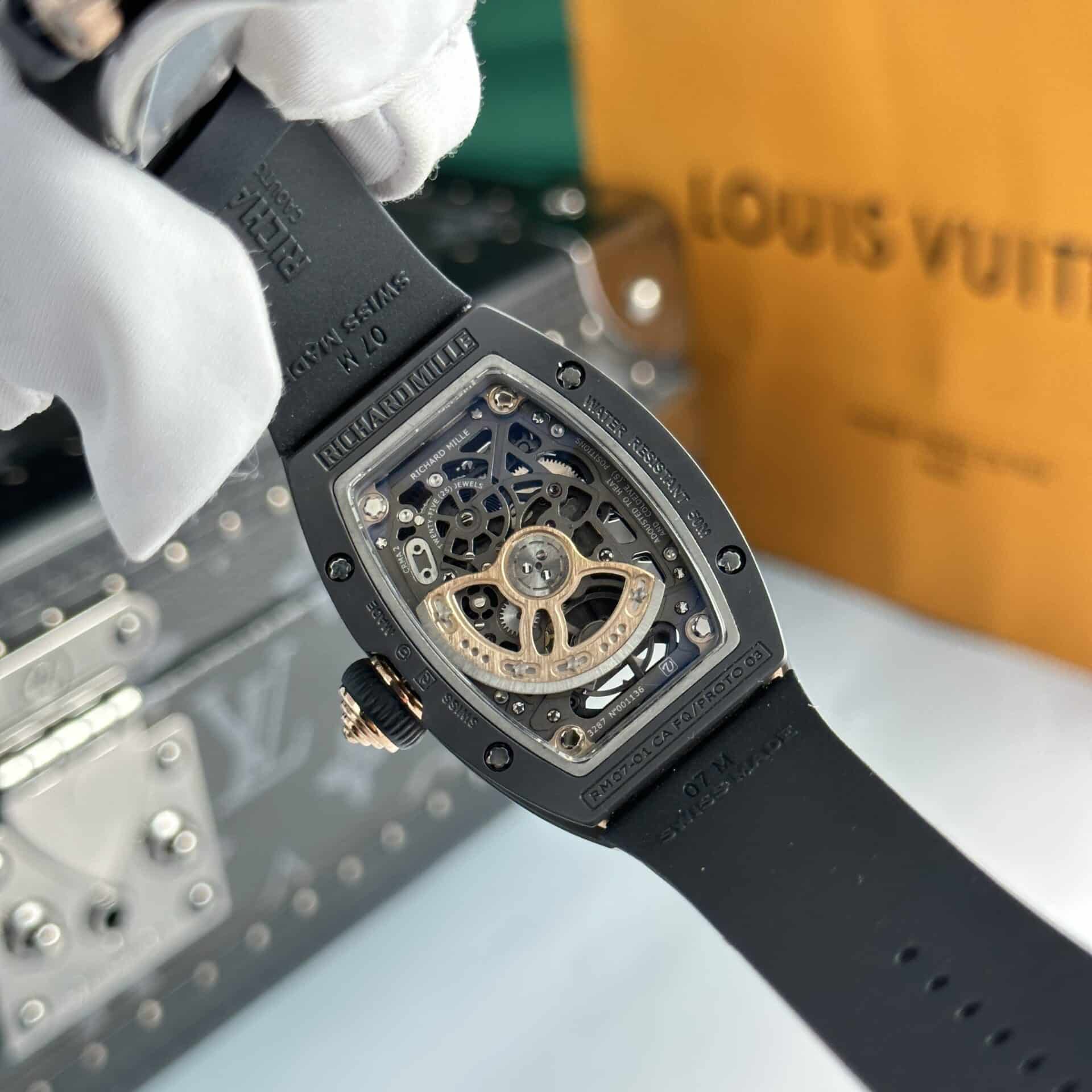 Richard Mille RM07-01 Ceramic Rose Gold Black Lip Best Replica 45.32 X 32.3mm - Image 7