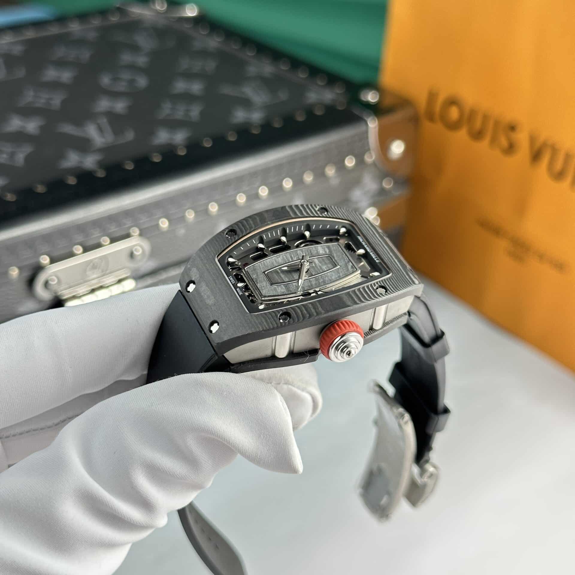 Richard Mille RM07-01 Black Carbon Black Rubber Best Quality Replica 45.32 X 32.3mm - Image 4